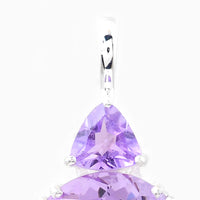 6.25 Ct Round Amethyst, Cubic Zirconia 925 Sterling Silver Pendant