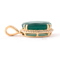 4.62 Ct Oval Mixed Cut Natural Emerald 14K Gold Pendant