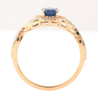 1.34 Ct Oval Mixed Cut Natural Sapphire 14K Gold Ring