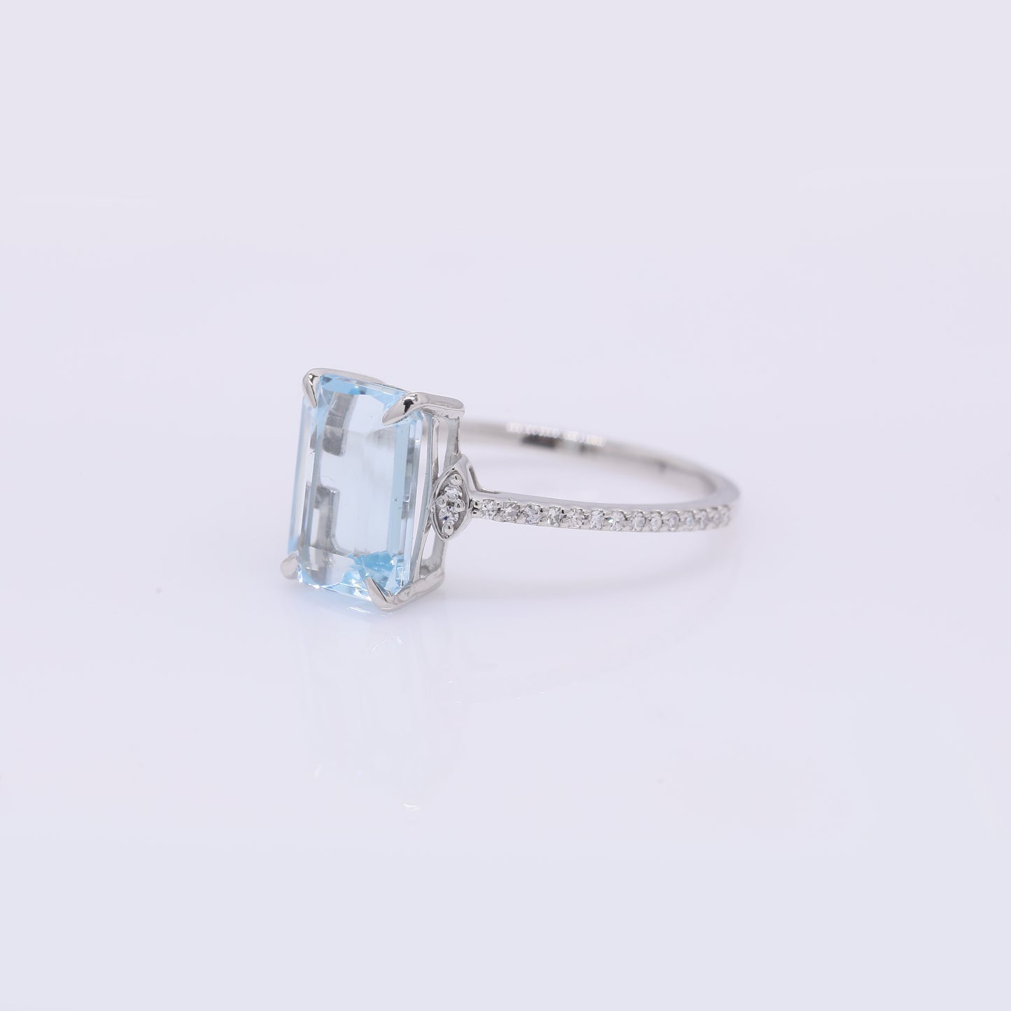 2.56 Ct Octagon Step Cut Natural Aquamarine 950 Platinum Ring