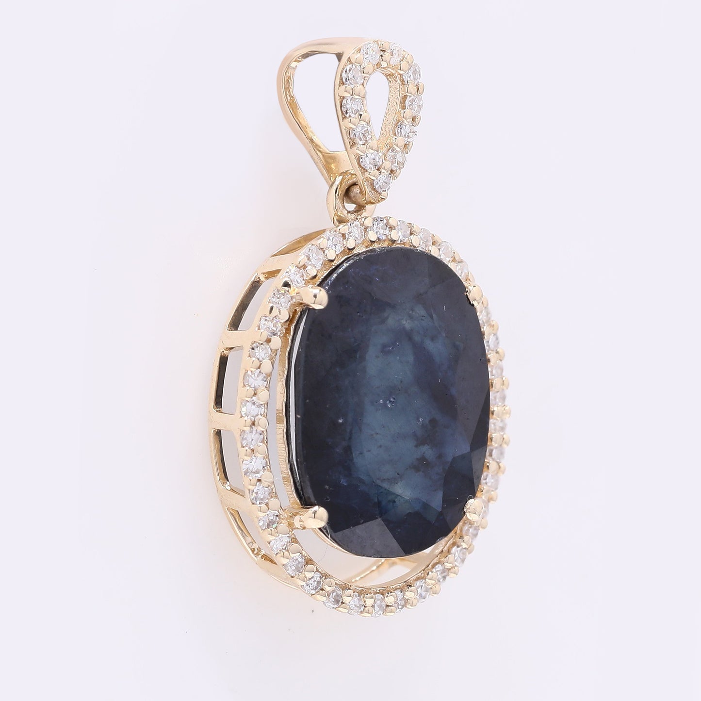 4.57 Ct Oval Mixed Cut Natural Sapphire 14K Gold Pendant