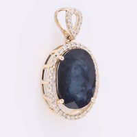 4.57 Ct Oval Mixed Cut Natural Sapphire 14K Gold Pendant