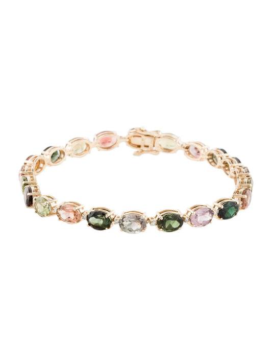 14K Tourmaline & Diamond Link Bracelet