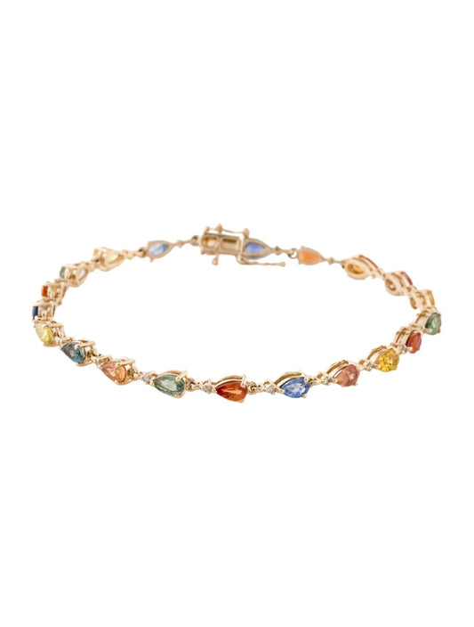 14K 5.46ctw Sapphire & Diamond Link Bracelet