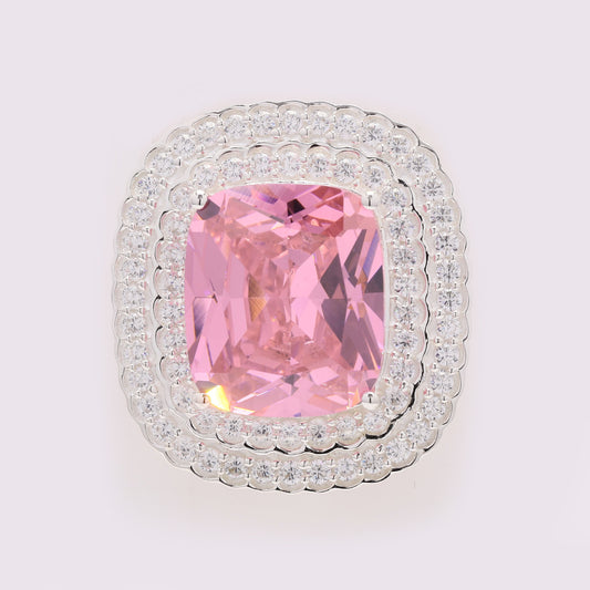17.66 Ct Cushion Pink Cz 925 Silver Pendant