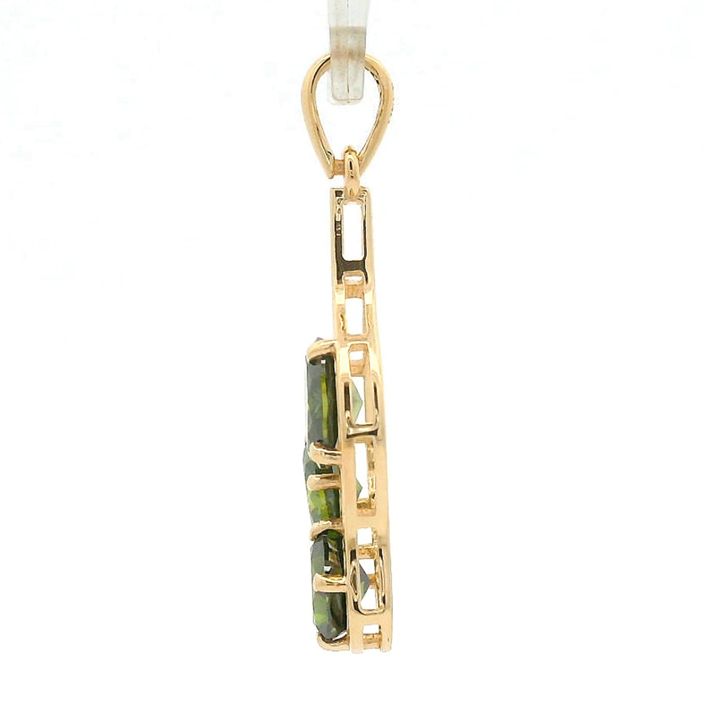 1.52 Ct Oval Green Diamond 14K Gold Pendant