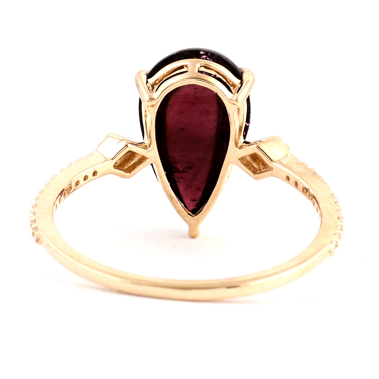 2.98 Ct Pear Cabochon Natural Tourmaline 14K Gold Ring