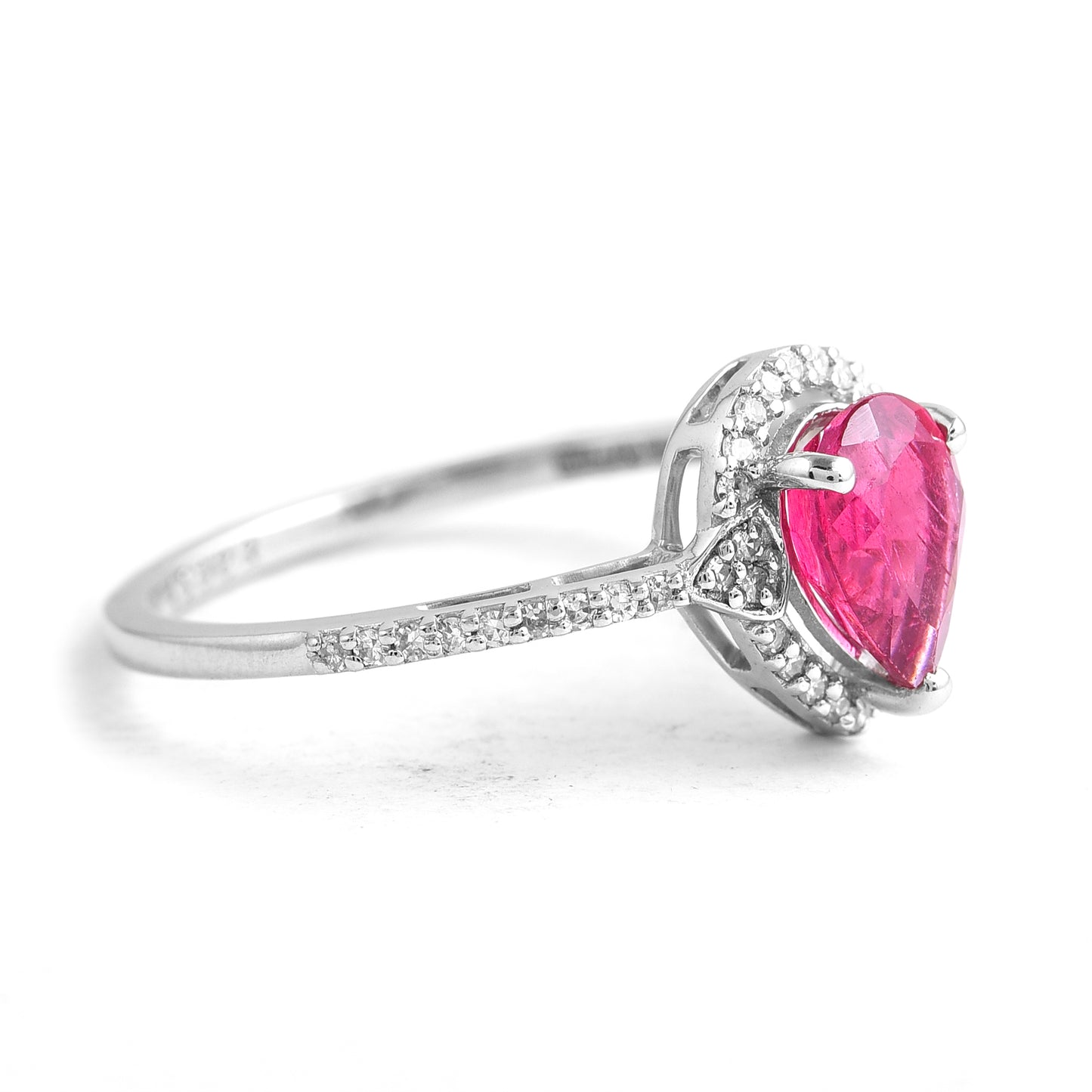 2.57 Ct Pear Mixed Cut Natural Rubellite 950 Platinum Ring