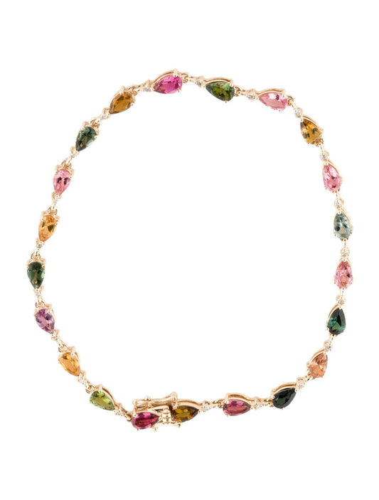 14K 4.65ctw Tourmaline & Diamond Link Bracelet