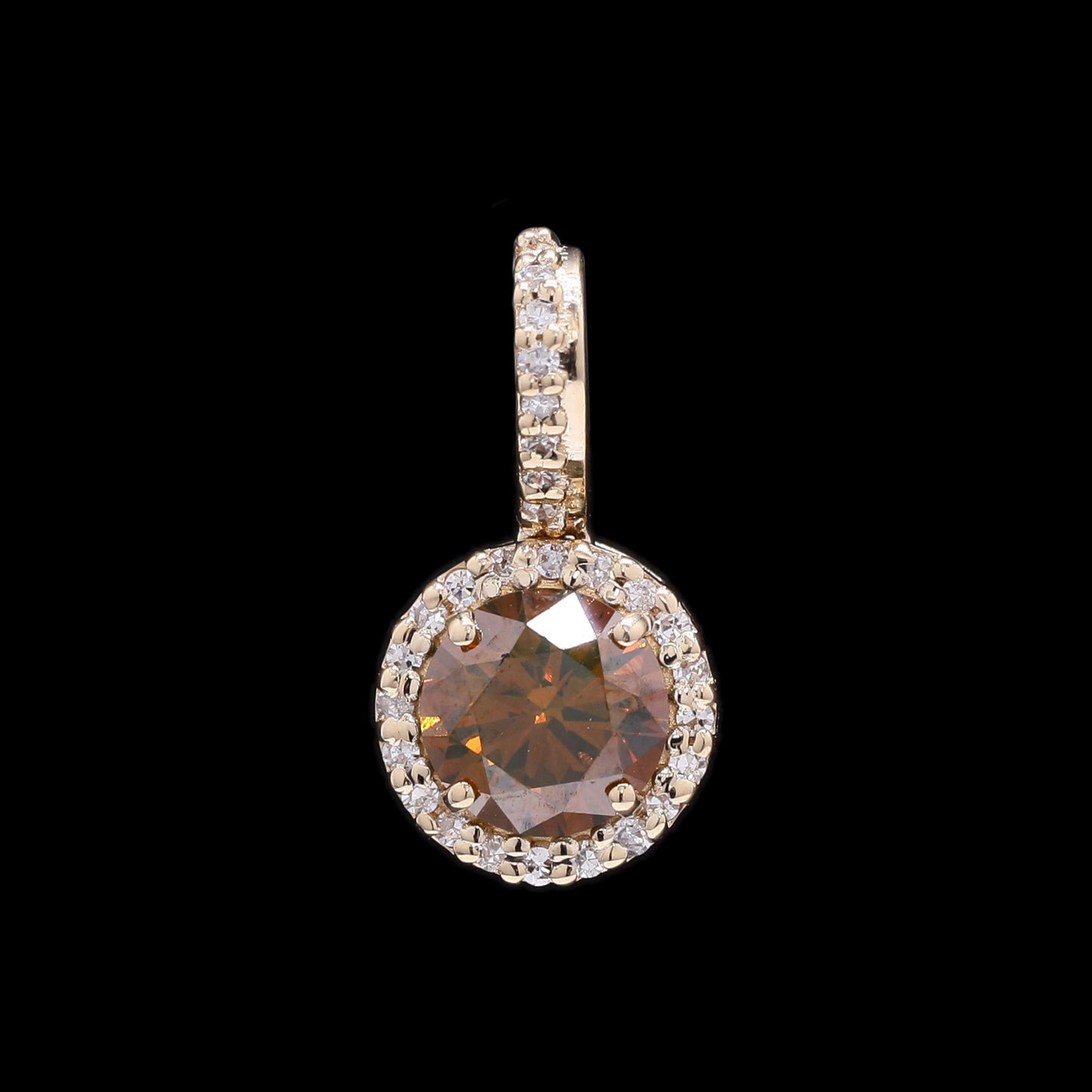 0.81 Ct Round Red Diamond 14K Gold Pendant