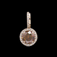 0.81 Ct Round Red Diamond 14K Gold Pendant