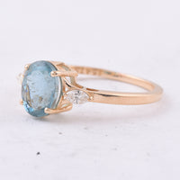 1.61 Ct Oval Natural Aquamarine 14K Gold Ring