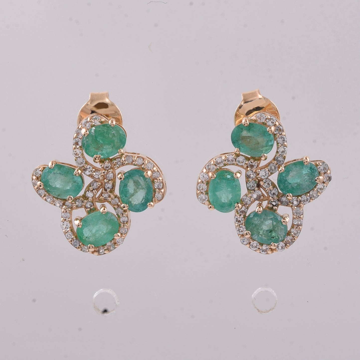 1.85 Ct Oval Natural Emerald 14K Gold Earrings