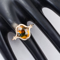 4.07 Ct Oval Mixed Cut Natural Bi Coloured Sapphire 14K Gold Ring