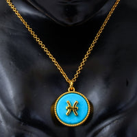 7.74 Ct Round Turquoise 925 Sterling Silver Pendant