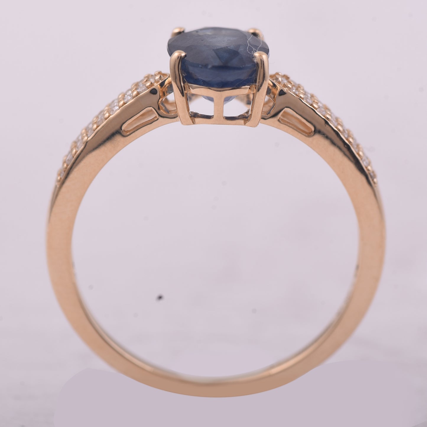 1.88 Ct Oval Mixed Cut Natural Sapphire 14K Gold Ring
