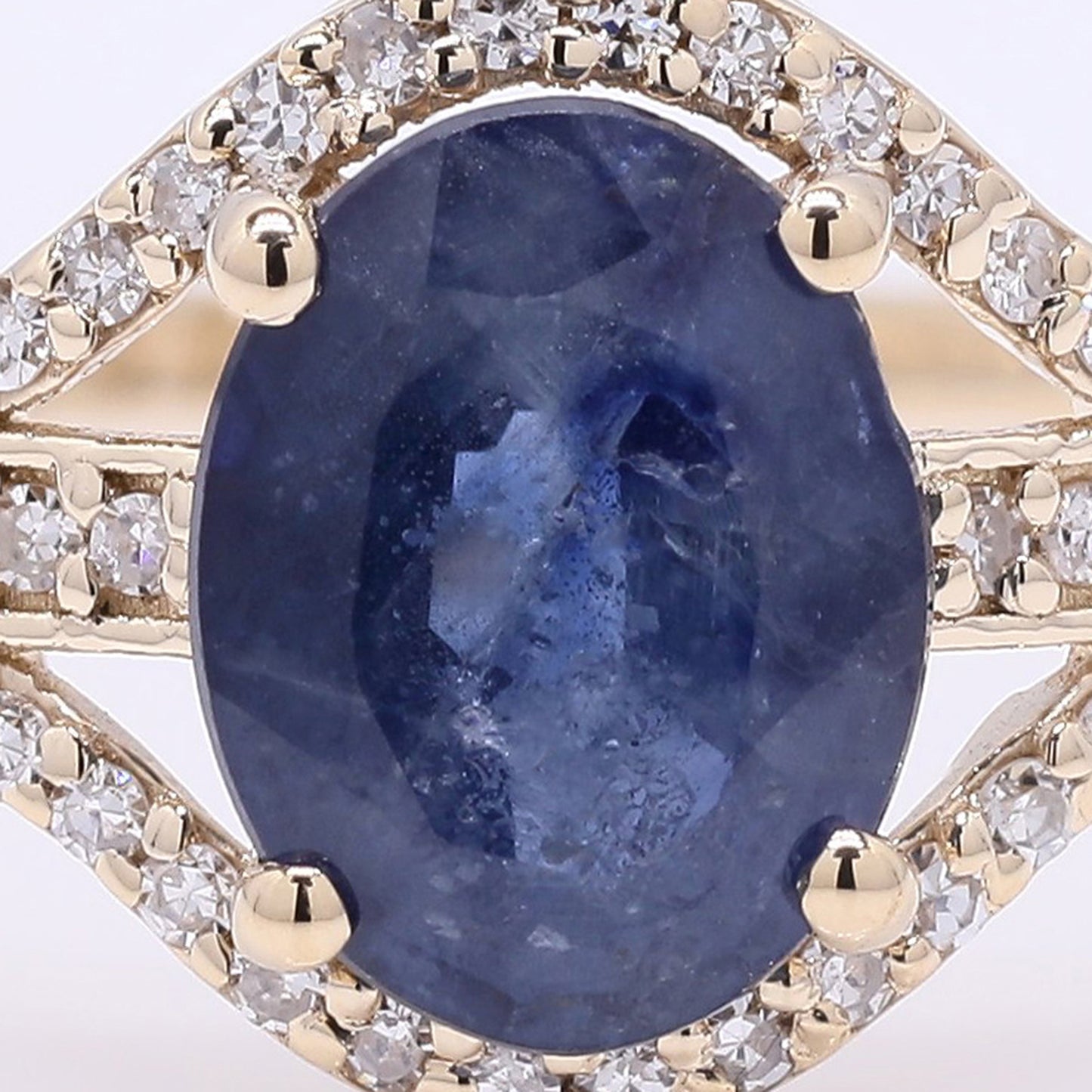 1.72 Ct Oval Mixed Cut Natural Sapphire 14K Gold Ring