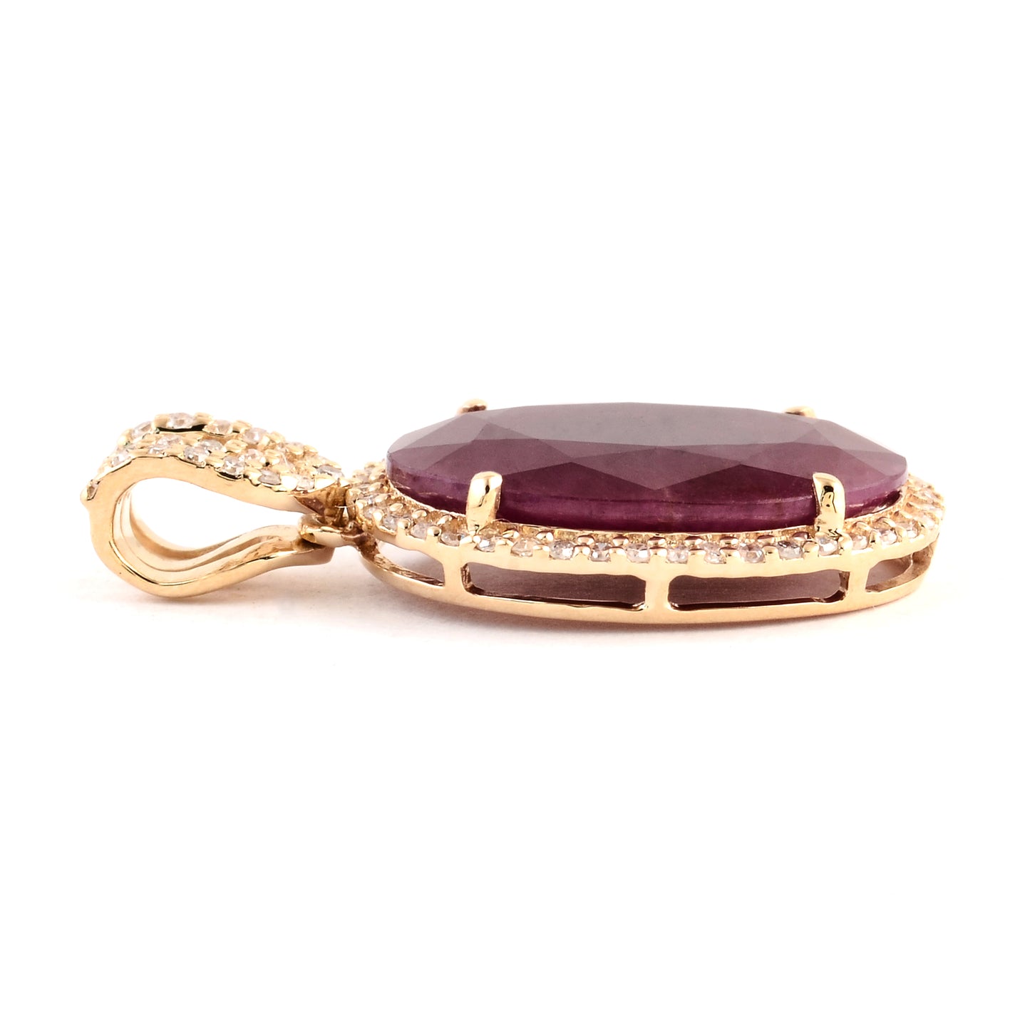 4.78 Ct Oval Mixed Cut Natural Corundum Ruby 14K Gold Pendant