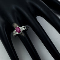 1.30 Ct Oval Mixed Cut Natural Ruby 950 Platinum Ring
