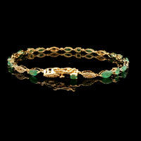 3.35 Ct Marquise Emerald 14K Gold Bracelet