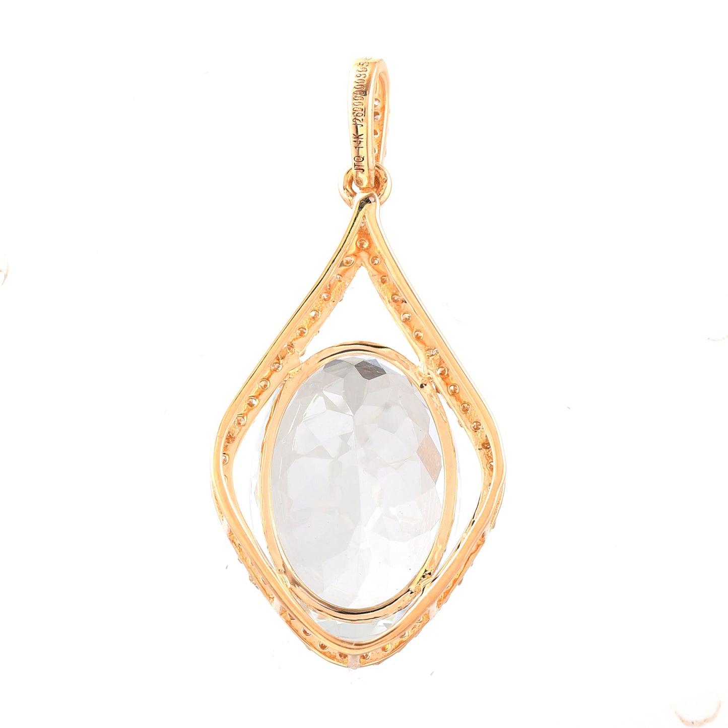 5.90 Ct Oval Mixed Cut Natural Aquamarine 14K Gold Pendant