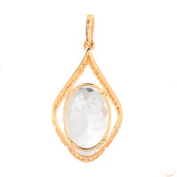 5.90 Ct Oval Mixed Cut Natural Aquamarine 14K Gold Pendant