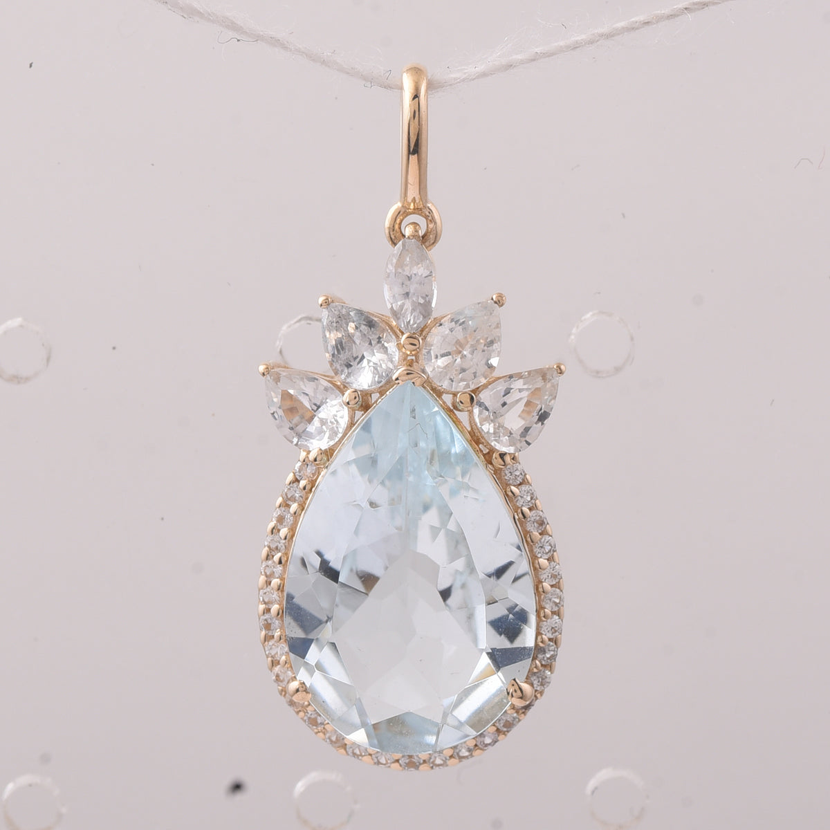 4.68 Ct Pear Aquamarine 9K Gold Pendant
