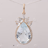 4.68 Ct Pear Aquamarine 9K Gold Pendant
