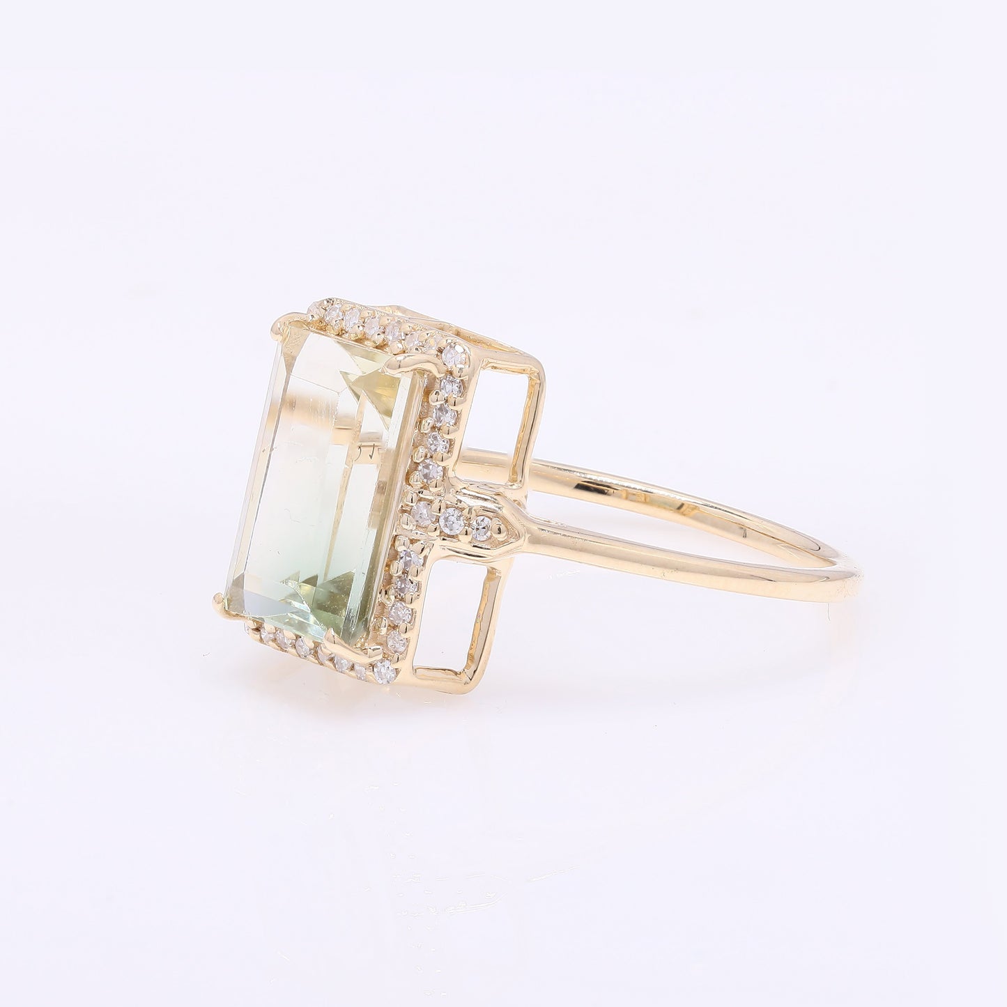 2.51 Ct Rectangular Step Cut Natural Plagioclase Feldspar Sunstone 14K Gold Ring