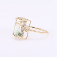 2.51 Ct Rectangular Step Cut Natural Plagioclase Feldspar Sunstone 14K Gold Ring