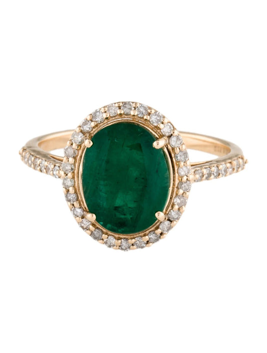 14K 1.91ct Emerald & Diamond Cocktail Ring