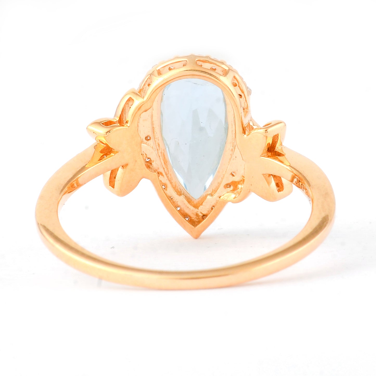 1.32 Ct Pear Mixed Cut Natural Aquamarine 14K Gold Ring