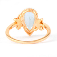 1.32 Ct Pear Mixed Cut Natural Aquamarine 14K Gold Ring