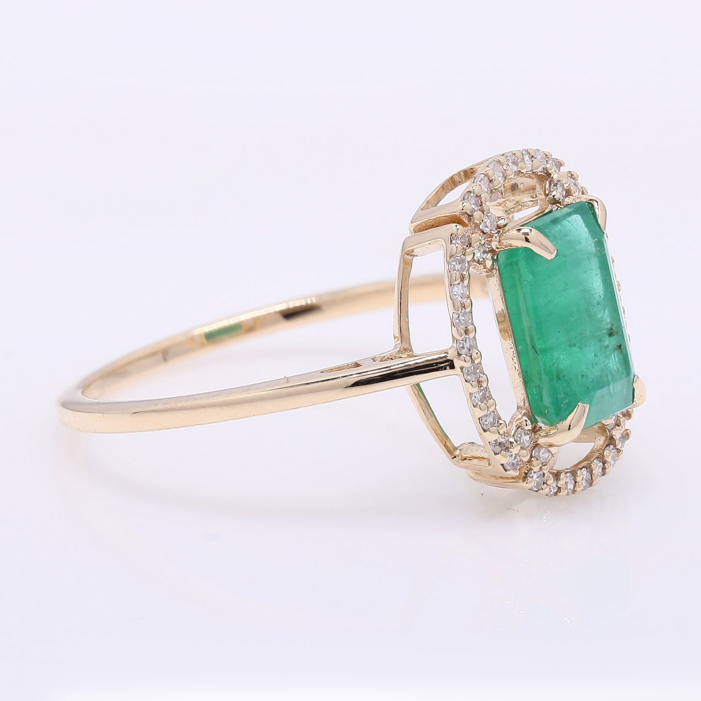 1.86 Ct Octagon Step Cut Natural Emerald 14K Gold Ring