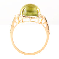 7.28 Ct Oval Cabochon Cut Natural Green Tourmaline 14K Gold Ring