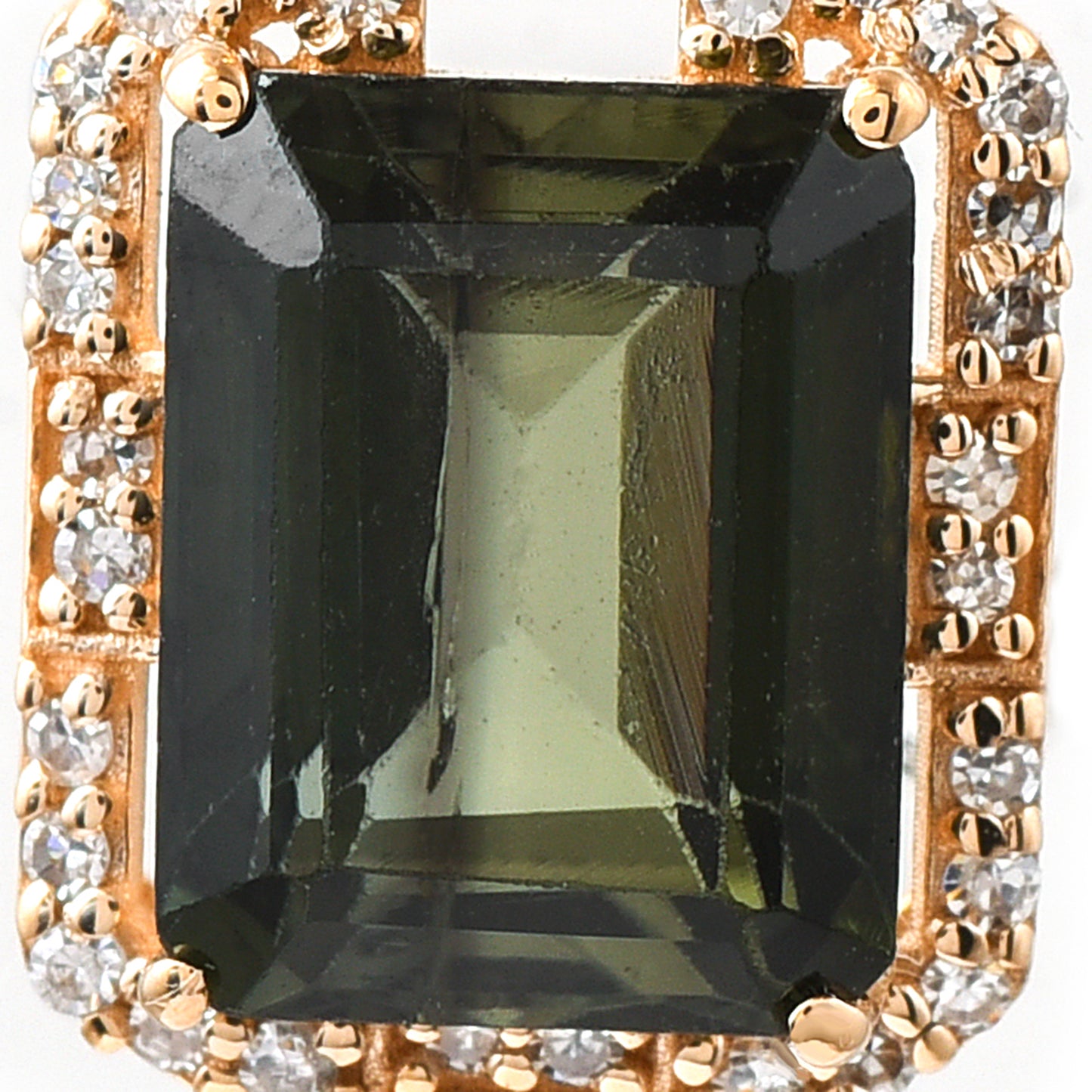 1.18 Ct Octagon Step Cut Natural Green Tourmaline 14K Gold Pendant