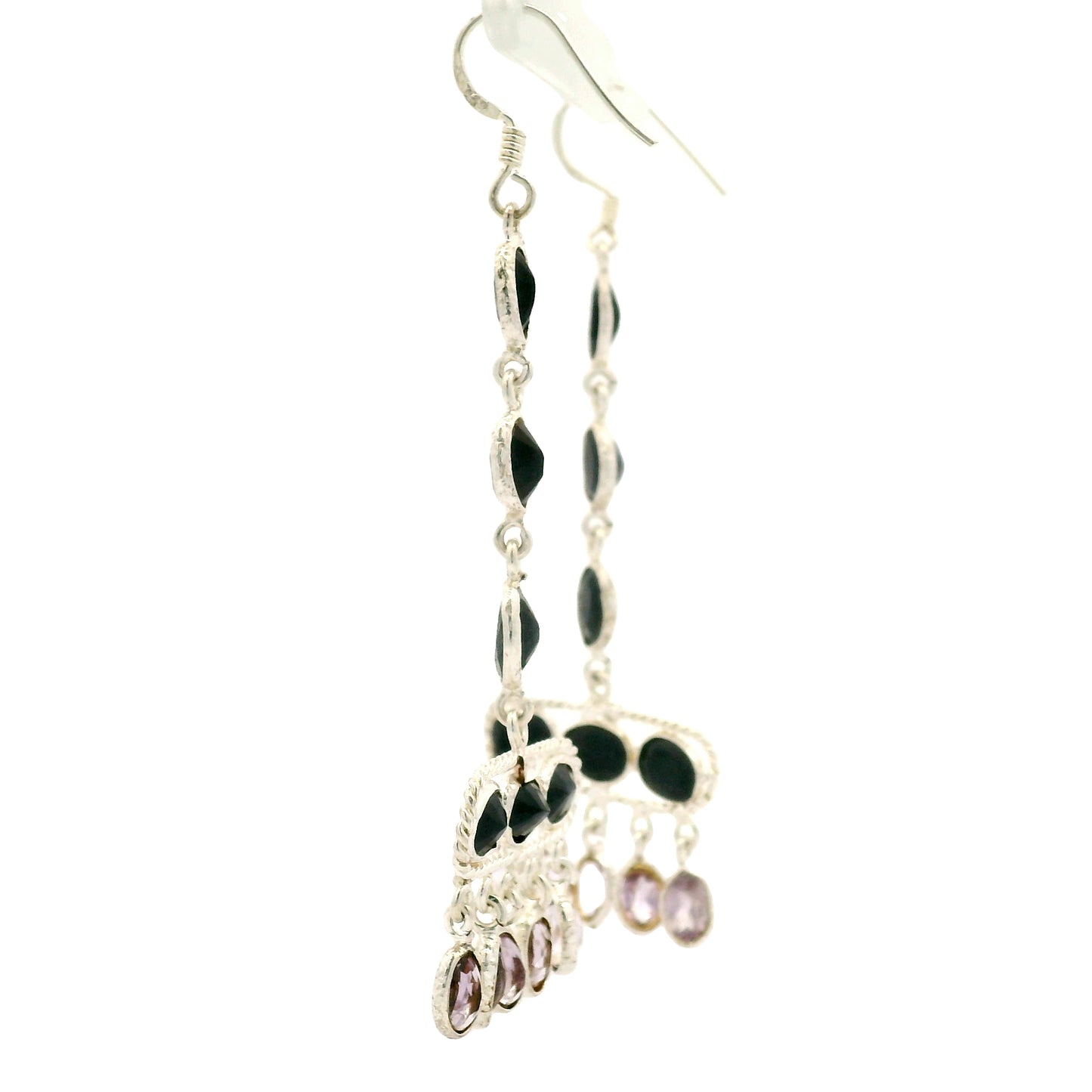20.25 Ct Sapphire, Amethyst 925 Sterling Silver Earrings