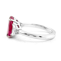 3.95 Ct Oval Cut Natural Corundum Ruby 950 Platinum Ring