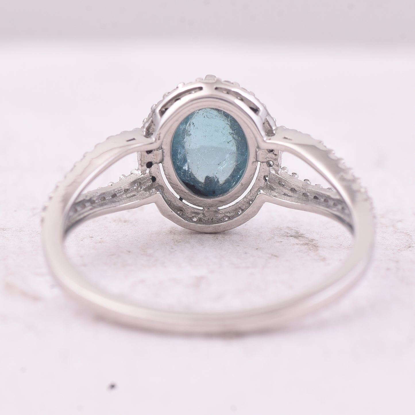 1.50 Ct Oval Cabochon Cut Natural Tourmaline 950 Platinum Ring