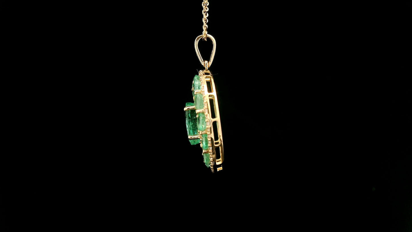 3.43 Ct Oval Emerald 14K Gold Pendant
