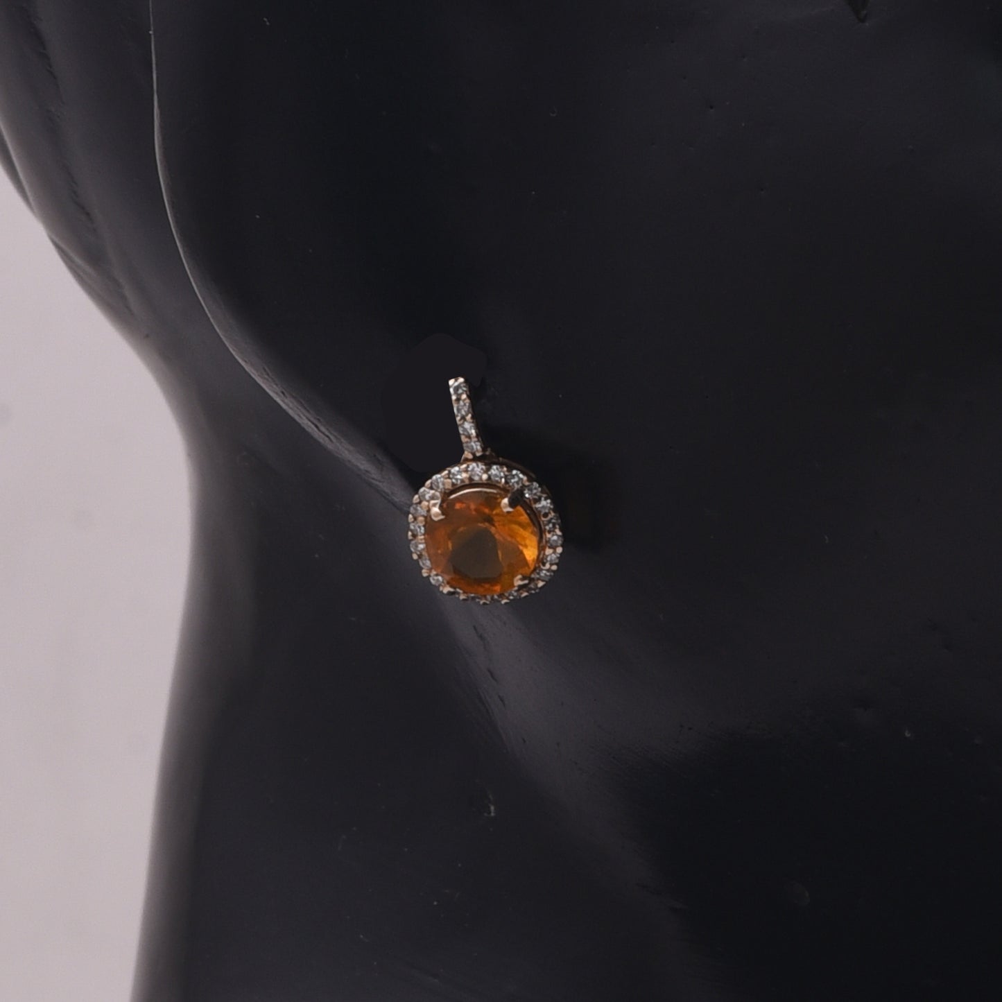 1.26 Ct Round Mixed Cut Natural Fire Opal 14K Gold Earrings
