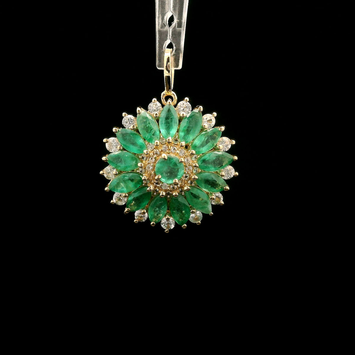 2.26 Ct Round Emerald 14K Gold Pendant