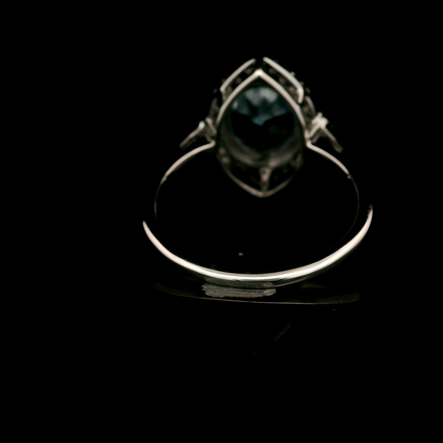 3.57 Ct Oval Blue Topaz, White Zircon 925 Sterling Silver Ring