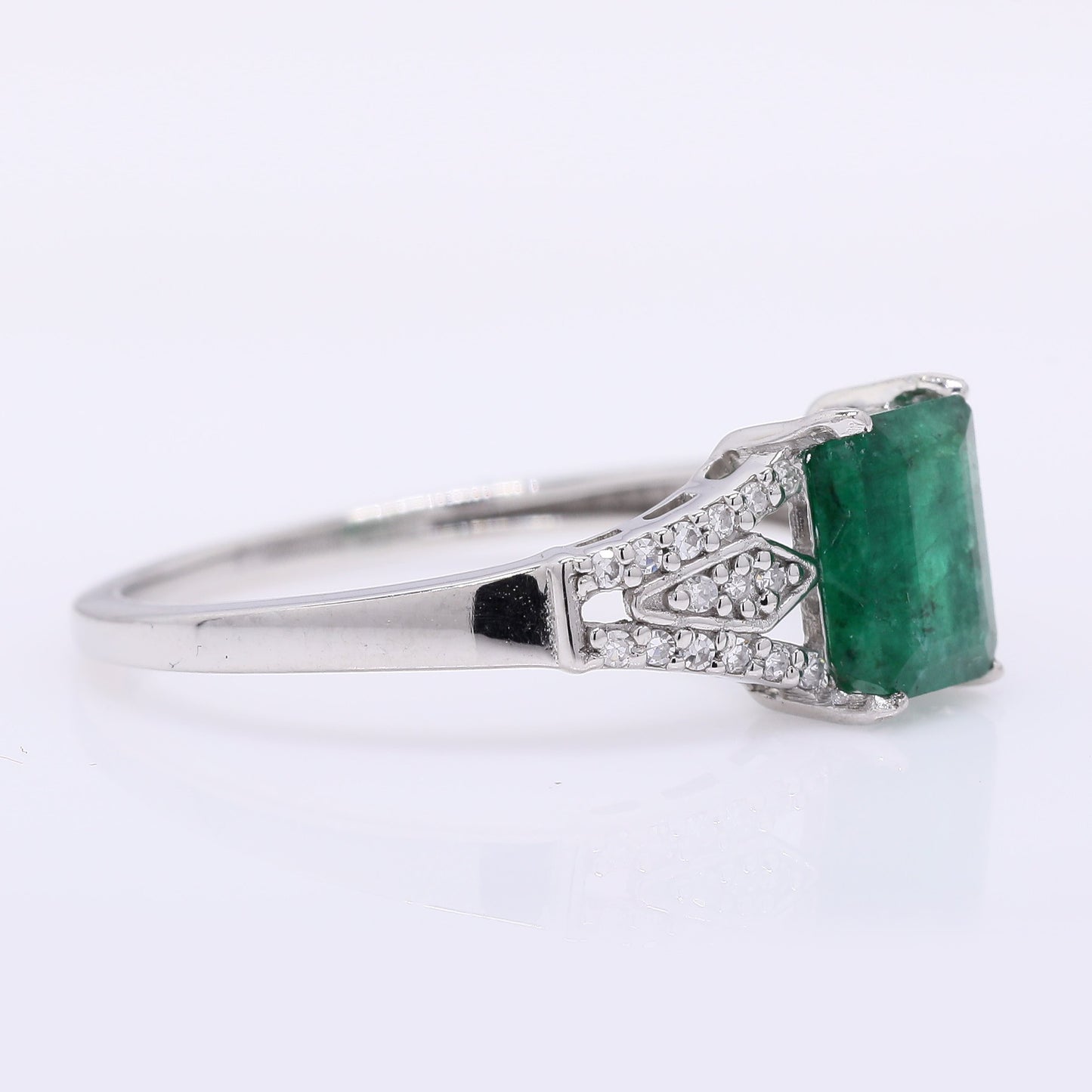 1.22 Ct Octagon Step Cut Natural Emerald 950 Platinum Ring