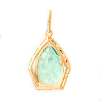 1.92 Ct Pear Mixed Cut Natural Emerald 14K Gold Pendant