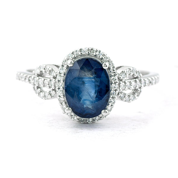 2.48 Ct Oval Mixed Cut Natural Sapphire 950 Platinum Ring