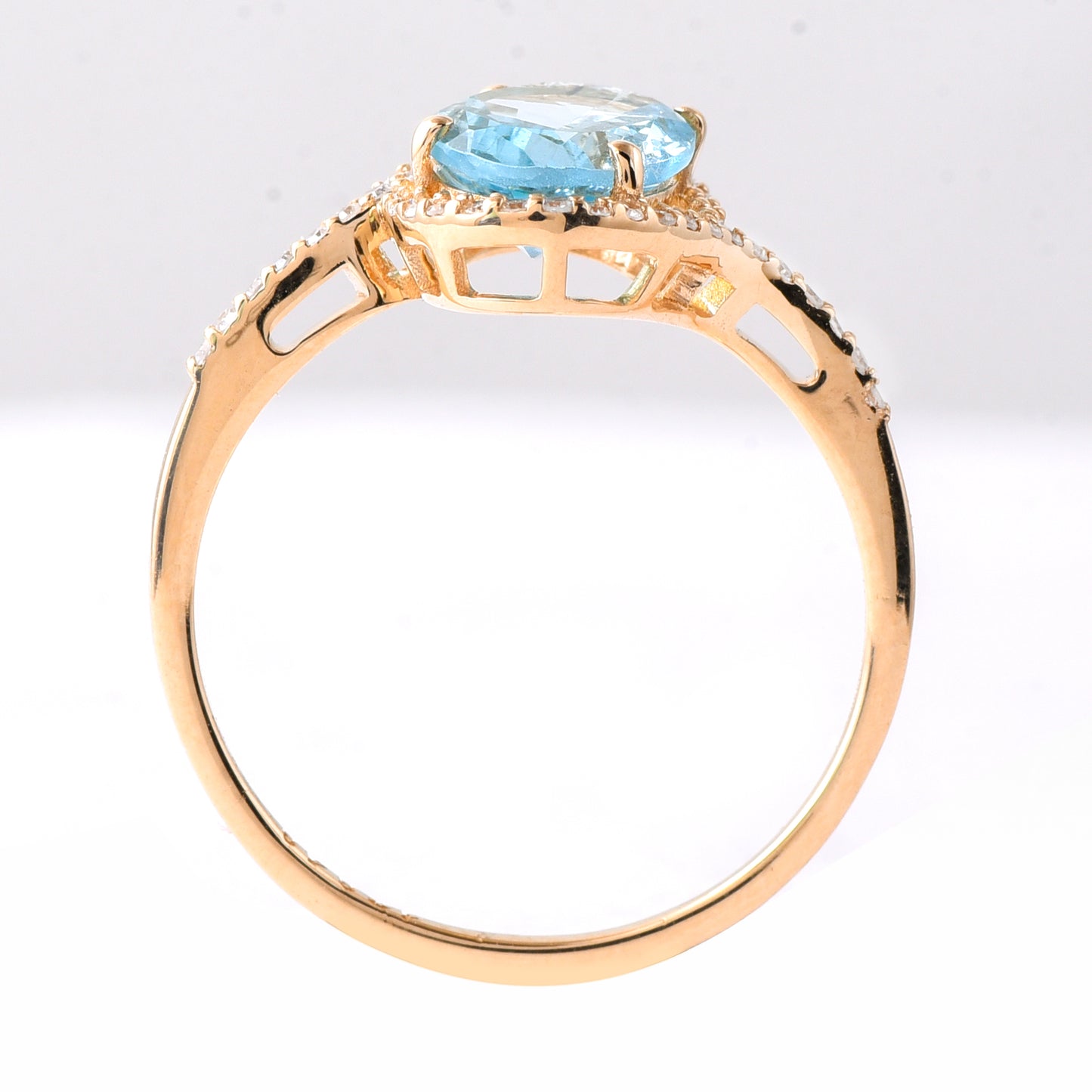 1.49 Ct Oval Mixed Cut Natural Aquamarine 14K Gold Ring