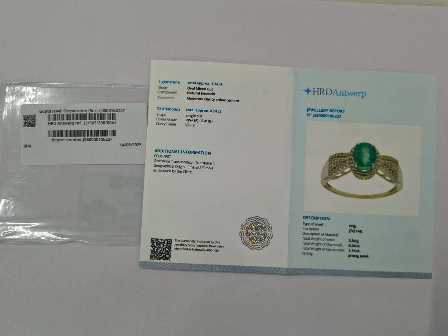 1.38 Ct Oval Mixed Cut Natural Emerald 14K Gold Ring