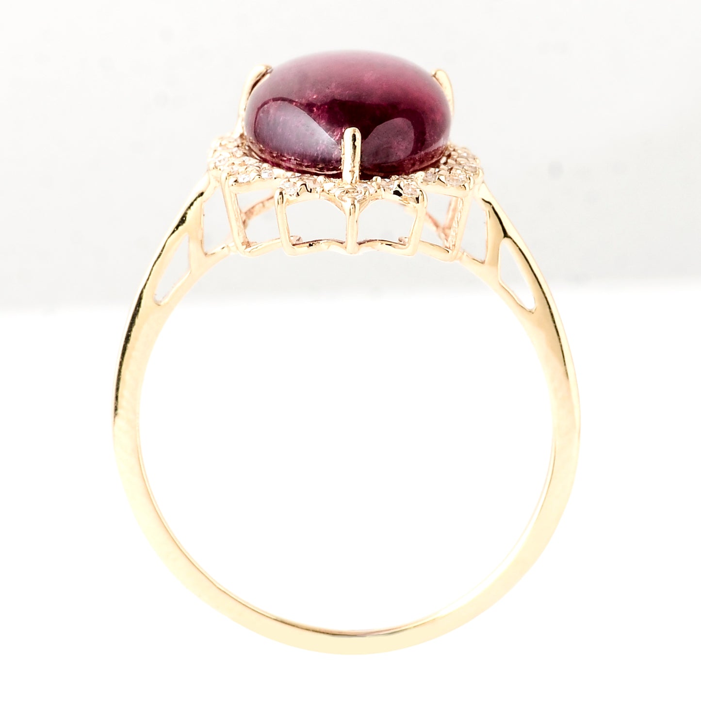 4.91 Ct Pear Cabochon Natural Tourmaline 14K Gold Ring