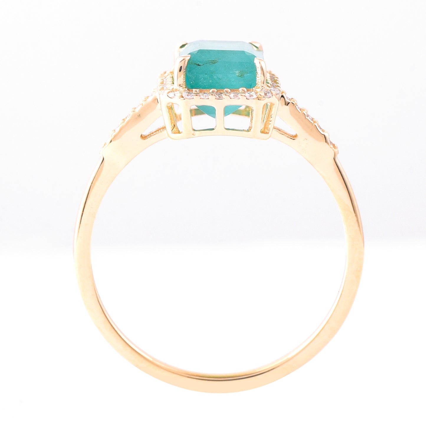 1.94 Ct Octagon Step Cut Natural Emerald 14K Gold Ring